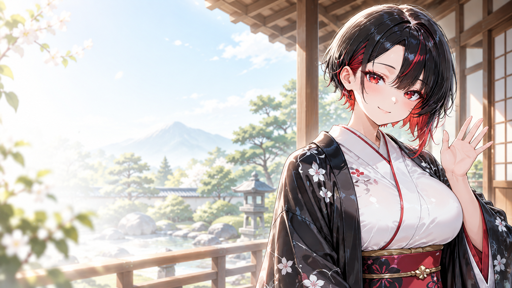 手を振ってお迎えする如月澪